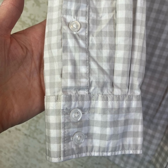 Garnet Hill Gray Check Top Size 8 Organic Pima Button Up Work Casual Sustainable - Picture 3 of 13